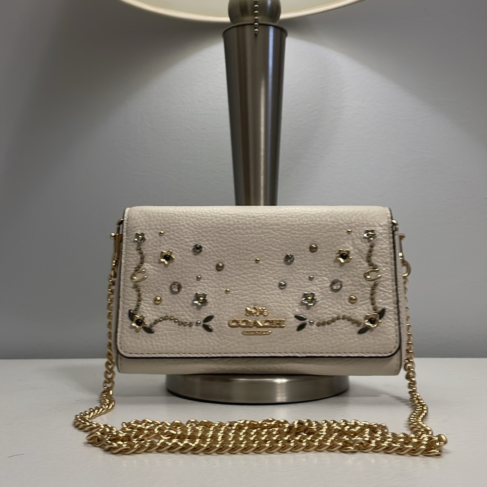 Coach stardust crystal rivet wallet crossbody WOC